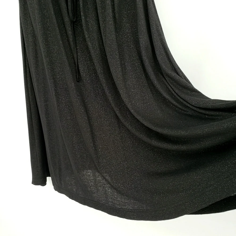 BCBGMaxAzria Twisted Straps V Neck Glittery Casual Black Dress